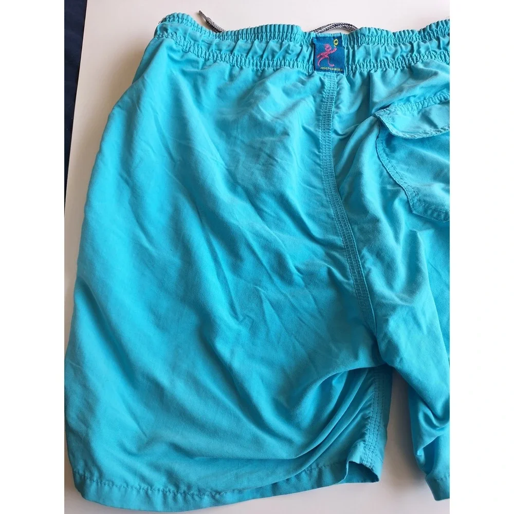 Michaels Swimwear Trunks Men's Bathing Size M Mesh Liner Blue Quick Dry USA
